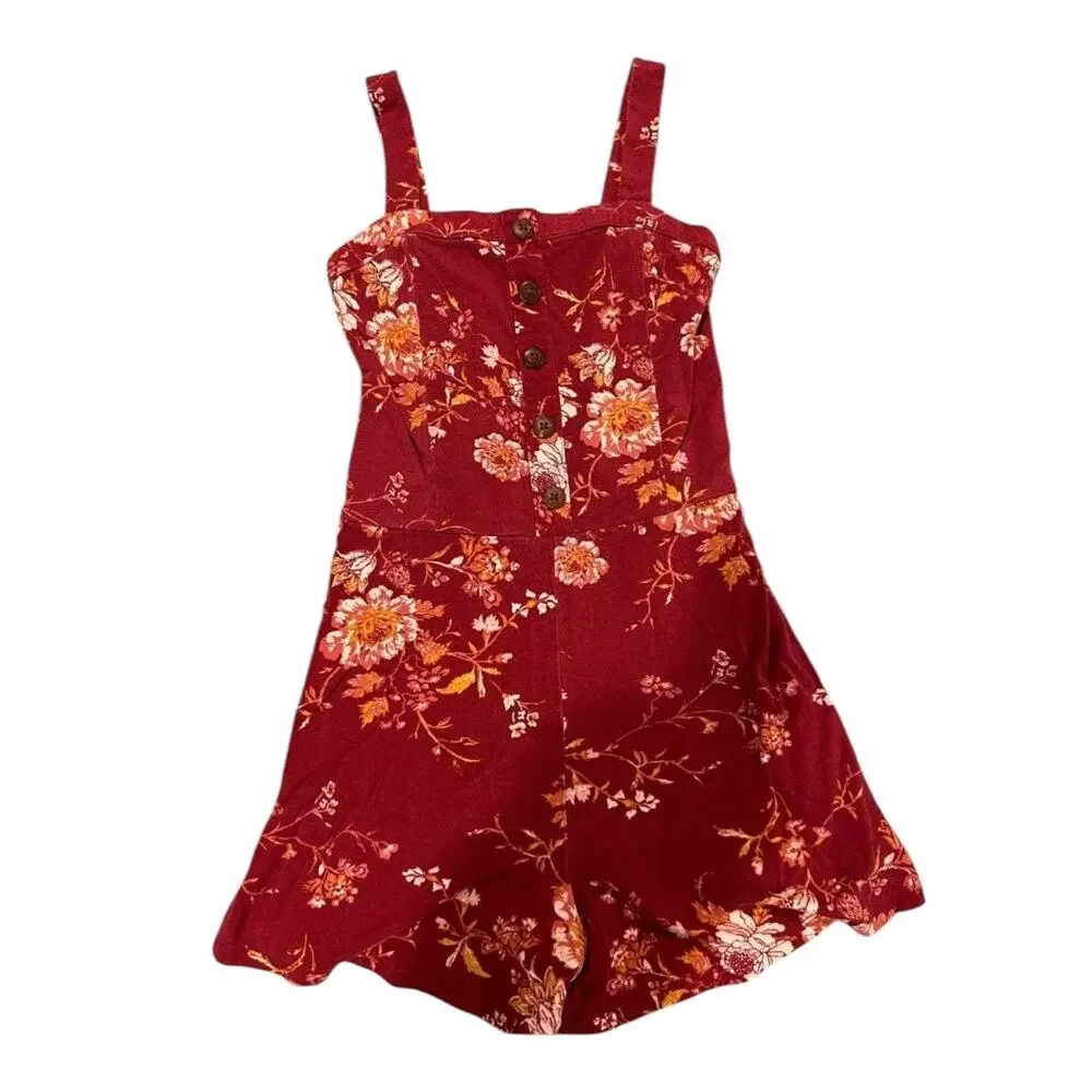 Girls Size M (7/8) Army Jacket and Red Flower Romper